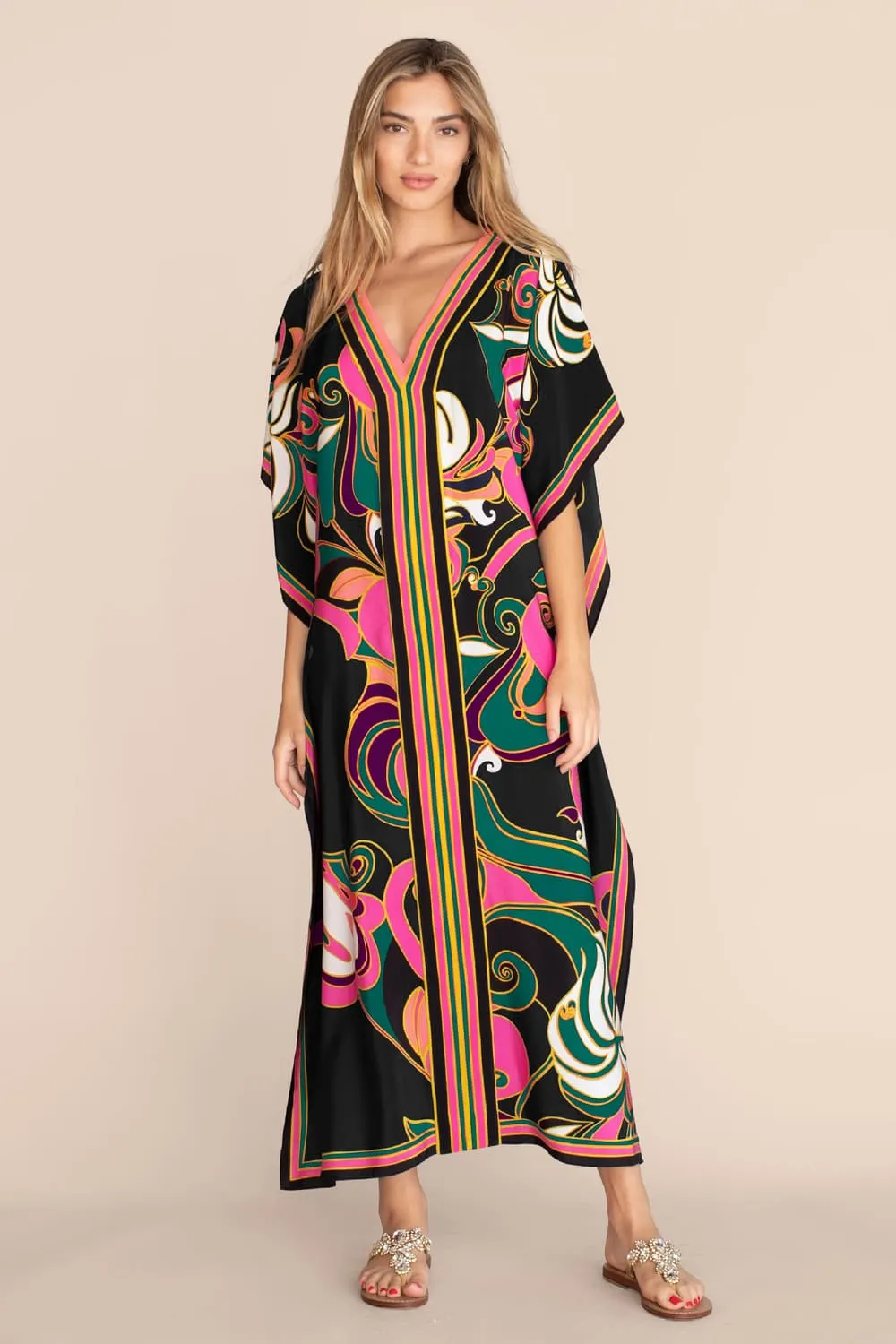Plus Size V Neck Summer maxi Kaftan Dress