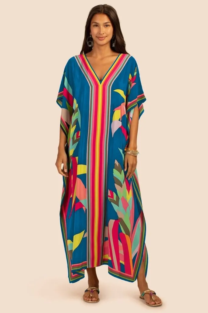 Plus Size V Neck Summer maxi Kaftan Dress
