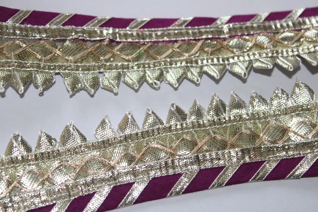 Purple Gota Work Embroidered Border