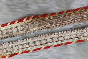 Red Gota Work Embroidered Border