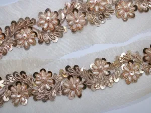 Rose Gold Hand Work Sequins and Zari Work Embroidered Border