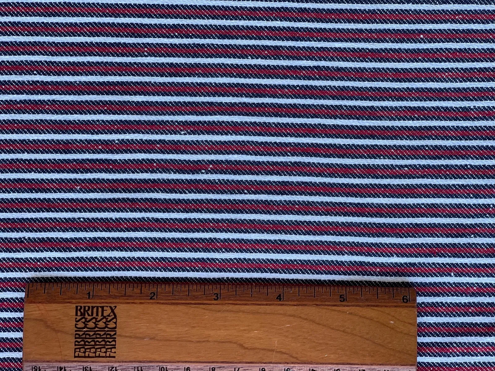 Rugged Mock Denim Barn Red, Navy Blue & White Cotton Twill Shirting (Made in Italy)