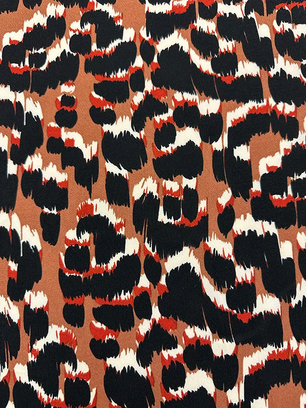 Rust Multi Print Poly Georgette Fabric