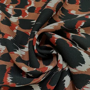 Rust Multi Print Poly Georgette Fabric