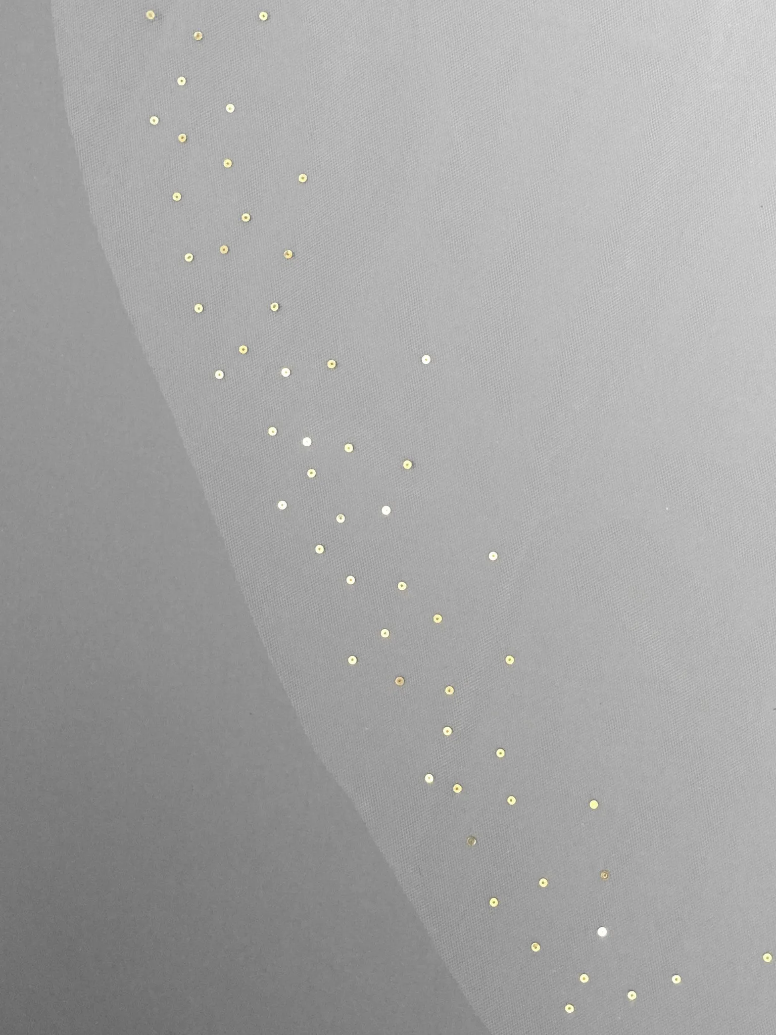 SAMPLE VEIL - Custom long length 1 tier gold sequin edged veil