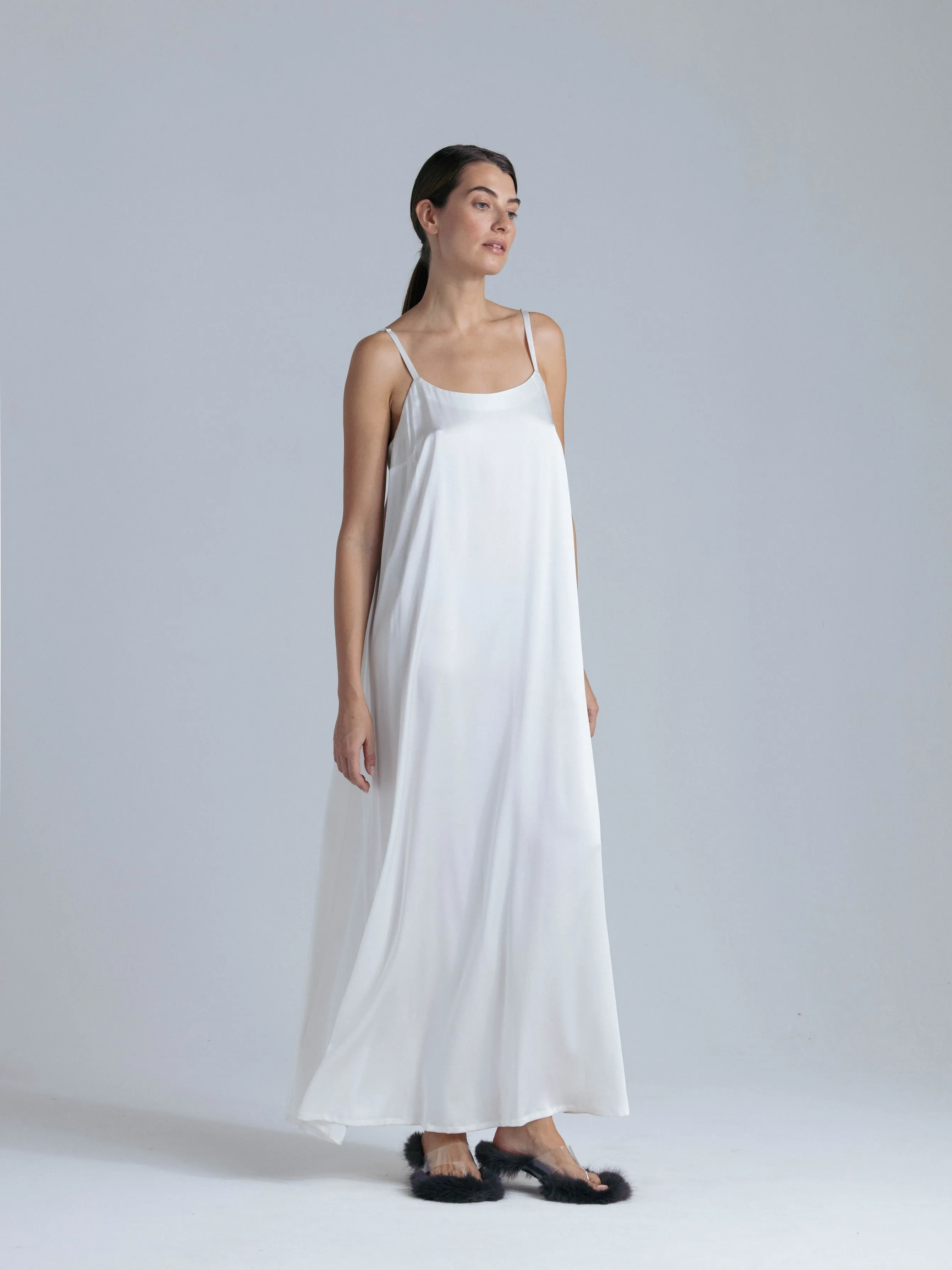 Silk Maxi Dress 'Aphrodite' in Milk White