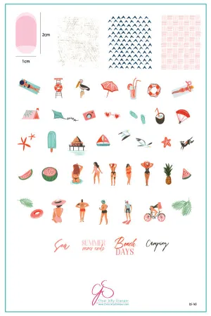 Summer Never Ends (CjS-165) Steel Layered Nail Art Stamping Plate