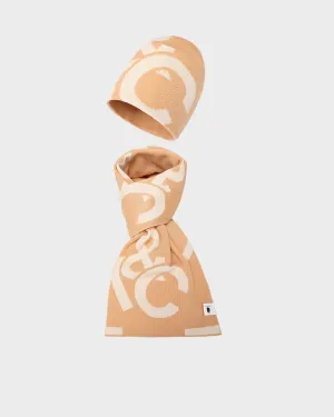 T&C Beanie Scarf Set in Cream