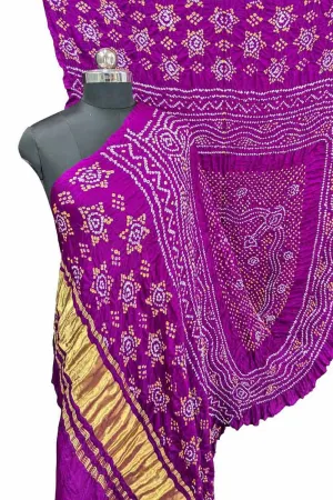 Vibrant Purple Bandhani Gajji Silk Dupatta