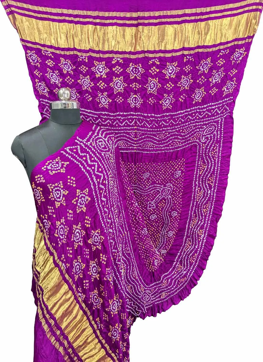 Vibrant Purple Bandhani Gajji Silk Dupatta