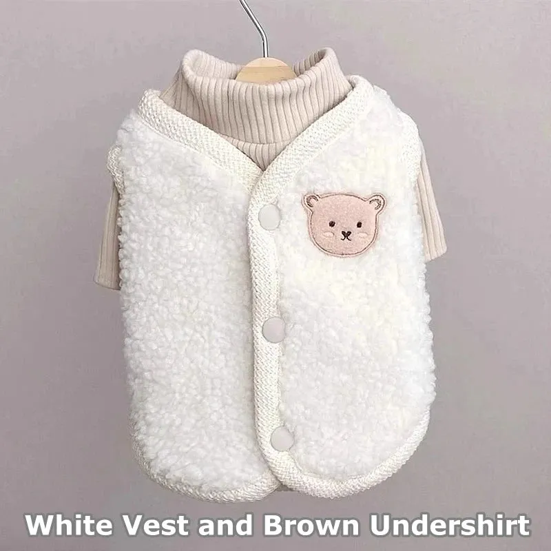 Warm Bear-Themed Winter Coat for Small to Medium Dogs