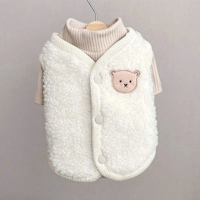 Warm Bear-Themed Winter Coat for Small to Medium Dogs