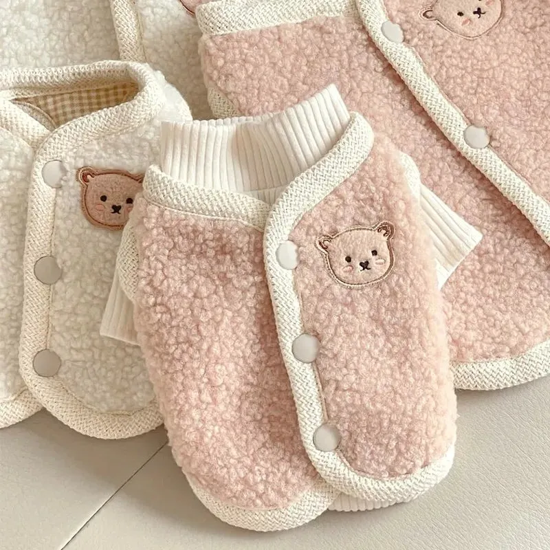 Warm Bear-Themed Winter Coat for Small to Medium Dogs