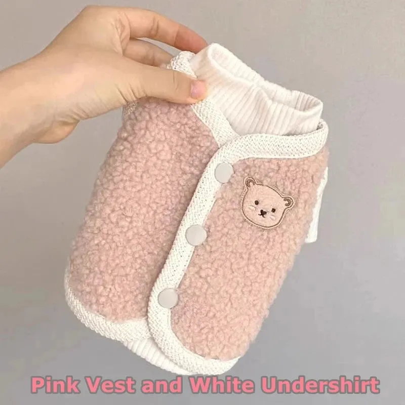 Warm Bear-Themed Winter Coat for Small to Medium Dogs