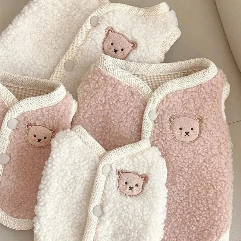 Warm Bear-Themed Winter Coat for Small to Medium Dogs