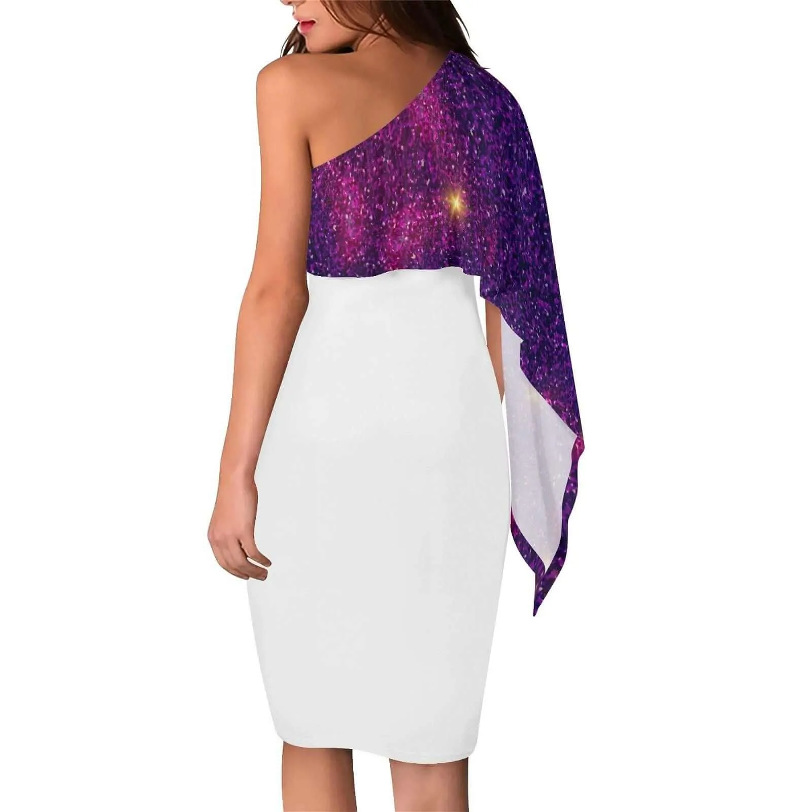 White Asymmetrical Evening Gown