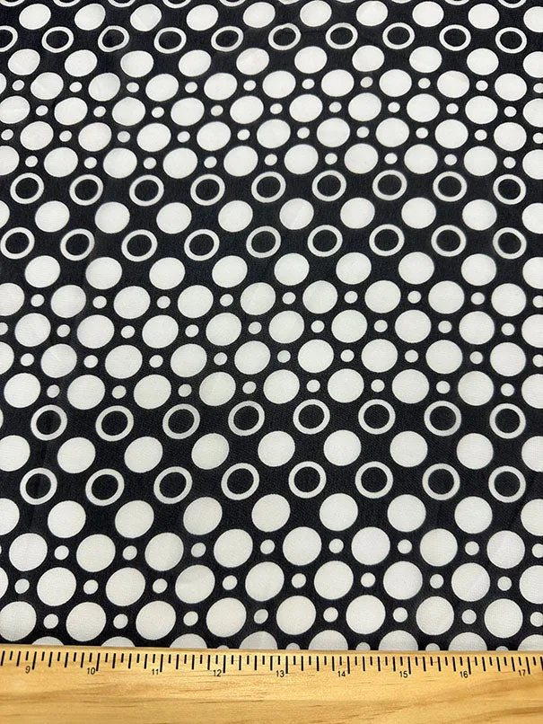 White Dot Poly Chiffon Fabric