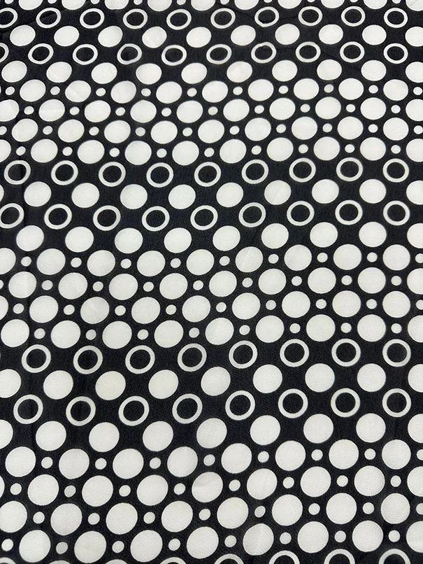 White Dot Poly Chiffon Fabric