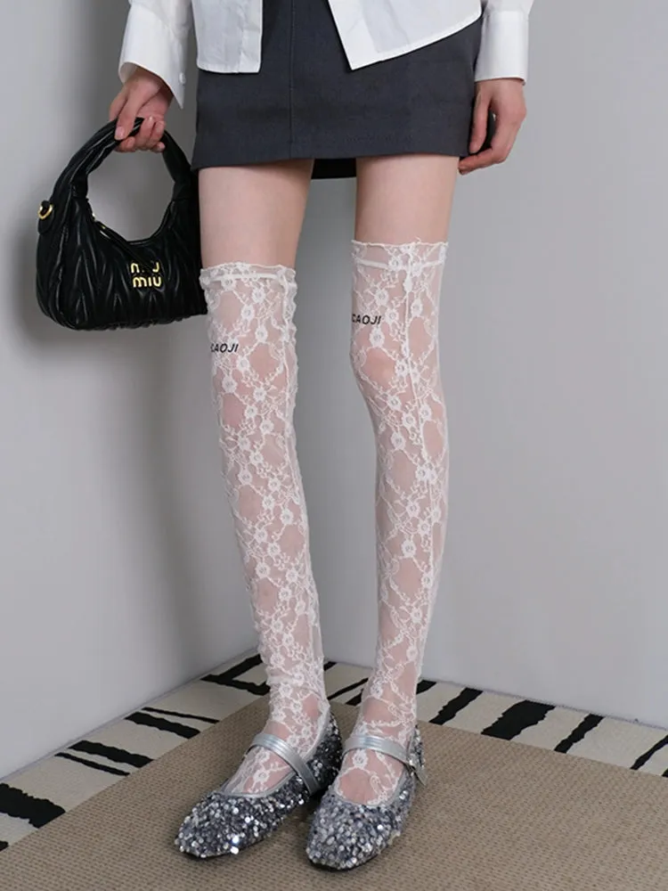 White Lace Letter Socks