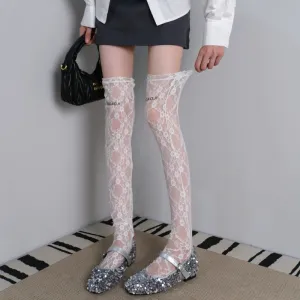 White Lace Letter Socks