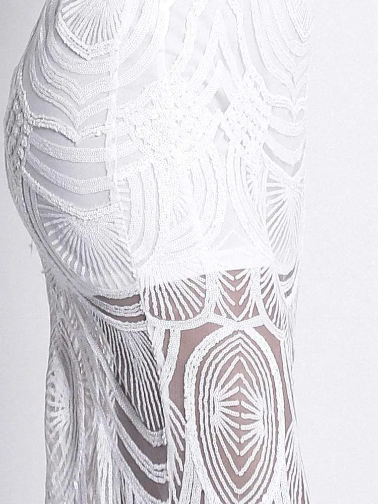 White Lace See-Through Pary Dress