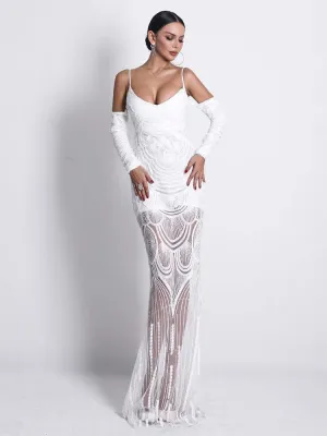 White Lace See-Through Pary Dress