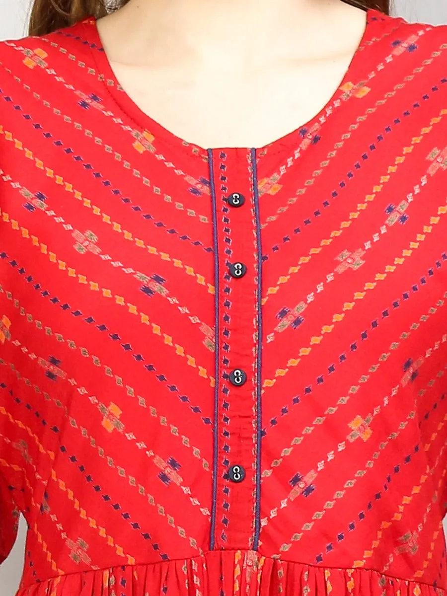 Women Red Geometric Printed Dress