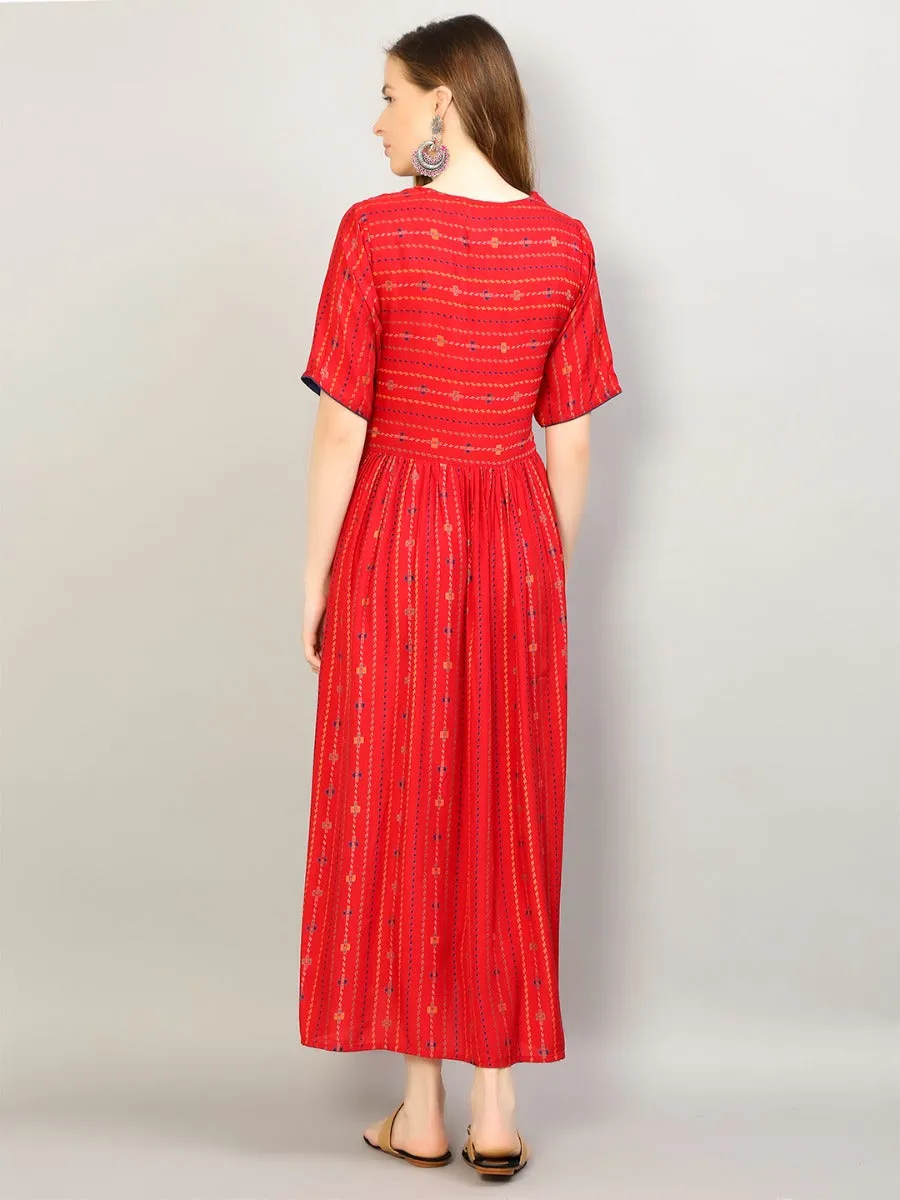 Women Red Geometric Printed Dress