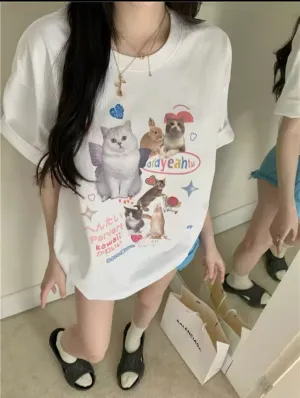 Women's Korean Oversized Casual T-shirt 436411 M